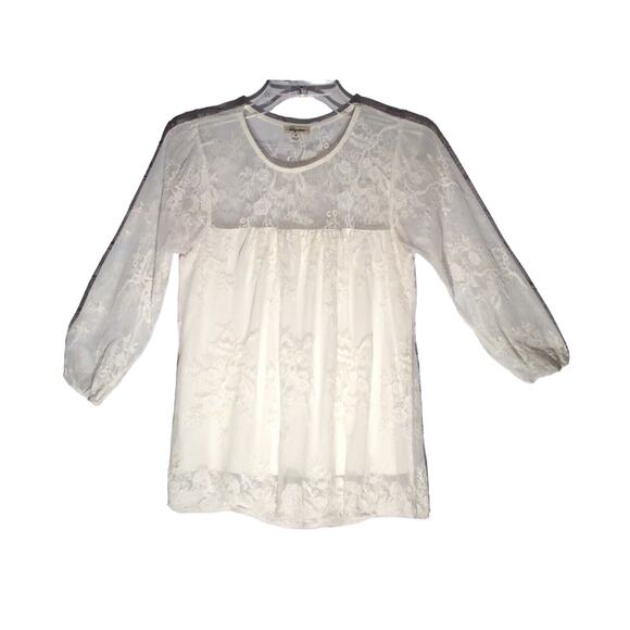 Lily Star Women’s Top Cream Cottage Core Romantic Lace Overlay Lined Soft Sz XS - Picture 3 of 6